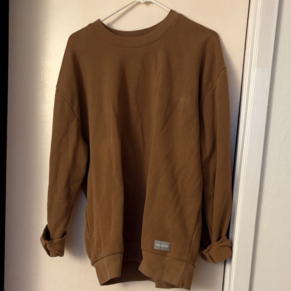 Hollister Men's Crewneck Sweater in Brown